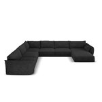 Panoramic corner sofa &#39;vanda&#39; dark grey, chenille, black plastic, left