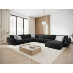 Panoramic corner sofa &#39;vanda&#39; dark grey, chenille, black plastic, left