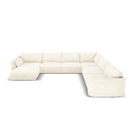 Panoramic corner sofa &#39;vanda&#39; light beige, chenille, black plastic, better