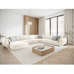 Panoramic corner sofa &#39;vanda&#39; light beige, chenille, black plastic, better