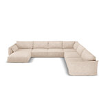 Panoramic corner sofa &#39;vanda&#39; beige, chenille, black plastic, better