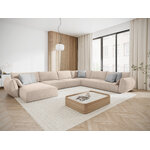 Panoramic corner sofa &#39;vanda&#39; beige, chenille, black plastic, better