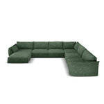 Panoramic corner sofa &#39;vanda&#39; bottle green, chenille, black plastic, better