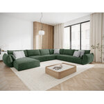 Panoramic corner sofa &#39;vanda&#39; bottle green, chenille, black plastic, better