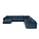 Panoramic corner sofa &#39;vanda&#39; deep blue, chenille, black plastic, better