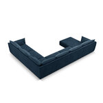 Panoramic corner sofa &#39;vanda&#39; deep blue, chenille, black plastic, better