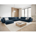 Panoramic corner sofa &#39;vanda&#39; deep blue, chenille, black plastic, better