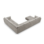 Panoramic corner sofa &#39;vanda&#39; light grey, chenille, black plastic, better