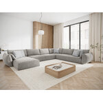 Panoramic corner sofa &#39;vanda&#39; light grey, chenille, black plastic, better