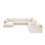 Panoramic corner sofa &#39;vanda&#39; light beige, velvet, black plastic, better