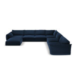 Panoramic corner sofa &#39;vanda&#39; deep blue, velvet, black plastic, better