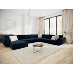 Panoramic corner sofa &#39;vanda&#39; deep blue, velvet, black plastic, better