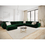 Panoramic corner sofa &#39;vanda&#39; bottle green, velvet, black plastic, better