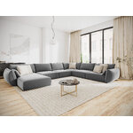 Panoramic corner sofa &#39;vanda&#39; grey, velvet, black plastic, better