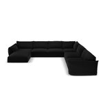 Panoraminė kampinė sofa &#39;vanda&#39; juoda, aksominė, juodo plastiko, geriau