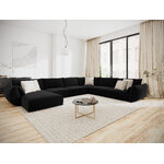 Panoramic corner sofa &#39;vanda&#39; black, velvet, black plastic, better