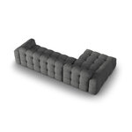 Corner sofa (nino), dark grey, structured fabric, left