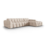 Kampinė sofa (nino) smėlio spalvos, struktūrinio audinio, geriau