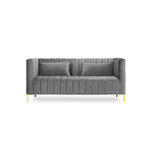 Anite sofa (micadoni home) šviesiai pilka, aksominė, aukso spalvos metalas