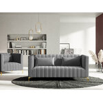 Anite sofa (micadoni home) šviesiai pilka, aksominė, aukso spalvos metalas