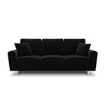 Moghan sofa, 3-seater (micadon home) black, velvet, gold metal