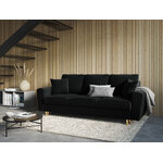 Moghan sofa, 3-seater (micadon home) black, velvet, gold metal