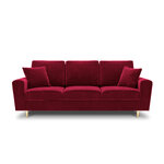 Moghan sohva, 3-istuttava (micadon home) punainen, sametti, kulta metalli