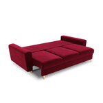 Moghan sofa, 3-vietė (micadon home) raudona, aksominė, aukso spalvos metalas