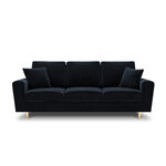 Moghan sofa, 3-seater (micadon home) dark blue, velvet, gold metal