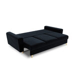 Moghan sofa, 3-seater (micadon home) dark blue, velvet, gold metal