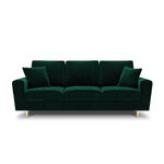 Moghan sofa, 3-seater (micadon home) bottle green, velvet, gold metal