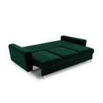 Moghan sofa, 3-seater (micadon home) bottle green, velvet, gold metal