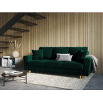 Moghan sofa, 3-seater (micadon home) bottle green, velvet, gold metal