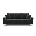 Moghan sofa, 3-seater (micadon home) dark gray, velvet, gold metal