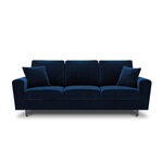 Moghan sofa, 3-seater (micadon home) deep blue, velvet, black chrome metal