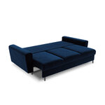 Moghan sofa, 3-seater (micadon home) deep blue, velvet, black chrome metal