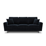 Moghan sofa, 3-seater (micadon home) dark blue, velvet, black chrome metal