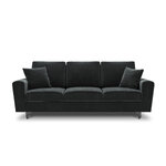 Moghan sofa, 3-seater (micadon home) dark gray, velvet, black chrome metal