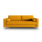 Dīvāns gobi, 3-vietīgs (micadon home) dzeltens, samts, dabīgs dižskābarža koks