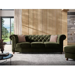 Lapis dīvāns, 3-vietīgs (micadoni home) tumši zaļš, samts, brūns dižskābarža koks