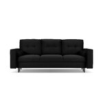 Sofa leona, 3-vietė (micadon home) juoda, aksominė, juodas chromuotas metalas