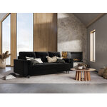 Sofa leona, 3-vietė (micadon home) juoda, aksominė, juodas chromuotas metalas