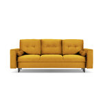 Sohva leona, 3-istuttava (micadon home) keltainen, sametti, musta kromi metalli
