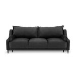 Rutile sofa, 3-seater (micadon home) dark gray, velvet, black chrome metal