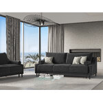 Rutile sofa, 3-seater (micadon home) dark gray, velvet, black chrome metal