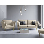 Sofa agate, 3-seater (micadoni home) beige, velvet, gold metal