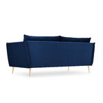 Sofa agate, 3-seater (micadon home) deep blue, velvet, gold metal