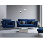 Sofa agate, 3-seater (micadon home) deep blue, velvet, gold metal