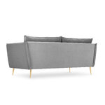 Sofa agate, 3-seater (micadon home) light gray, velvet, gold metal