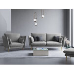 Sofa agate, 3-seater (micadon home) light gray, velvet, gold metal